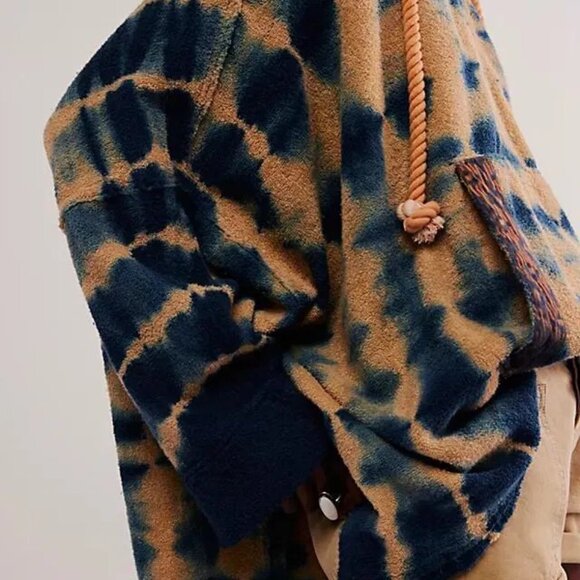 Free People High Tides Sweatshirt Oversized Women's XS/S Indigo Combo EUC Poncho - Picture 3 of 8